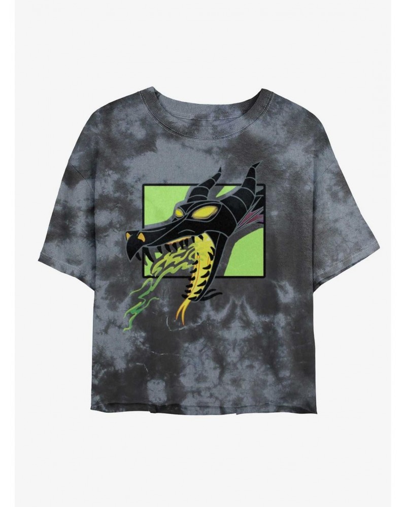 Disney Maleficent Dragon Breath Tie-Dye Girls Crop T-Shirt $11.56 T-Shirts