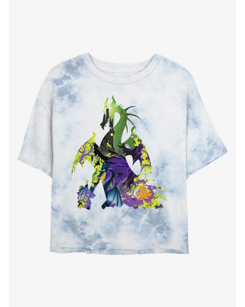 Disney Villains Dragon Form Maleficent Tie-Dye Girls Crop T-Shirt $11.56 T-Shirts